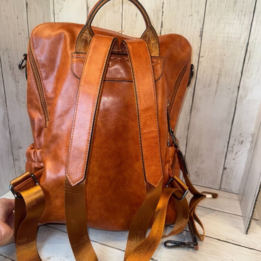 CLUCI Greene Women's Large PU Leather Backpack Purse For Commuting Oil Wax NWOT - Picture 7 of 13